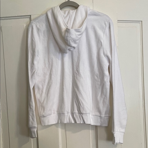 NWT Women's White Terry-Cloth Full-Zip Hoodie Size L - Picture 2 of 5